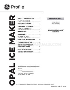 GE OPAL01GEPKT Owner's Manual