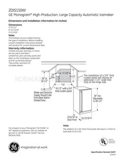 GE ZDIS150WSS Quick Specs