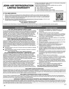 JennAir JUIFN15HX Warranty