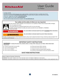 KitchenAid KUIX335HPS Owners Manual