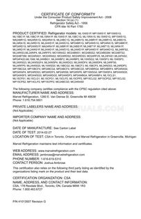 Marvel MACL215IS01B Compliance
