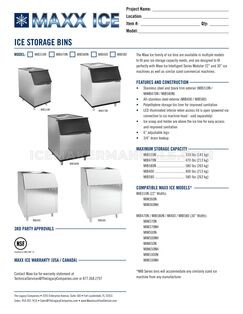 Maxx Ice MIB400 Specifications Sheet