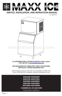 Maxx Ice MIM650N Service, Installation, and Instruction Manual