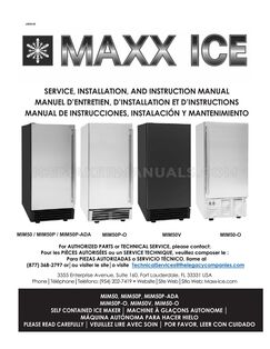 Maxx Ice MIM50P Service, Installation, and Instruction Manual