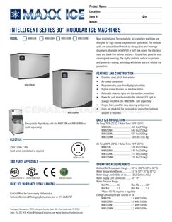 Maxx Ice MIM650N Specifications Sheet