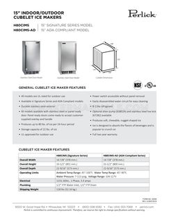 Perlick H80CIMSR Spec Sheet