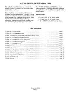 Scotsman CU1526MA-1 Parts Manual