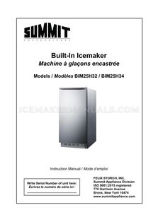 Summit BIM25H32 Use and Care