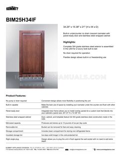 Summit BIM25H34 Spec Sheet