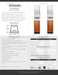 True Residential TUI15RSSB Spec Sheet