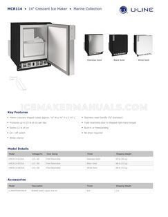 U-Line UMCR114SC01A Spec Sheet
