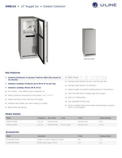 U-Line UONP115SS01B Spec Sheet