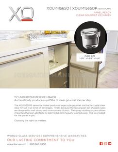 XO XOUIM1565OP Spec Sheet
