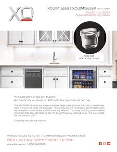XO XOUIM1565S Spec Sheet